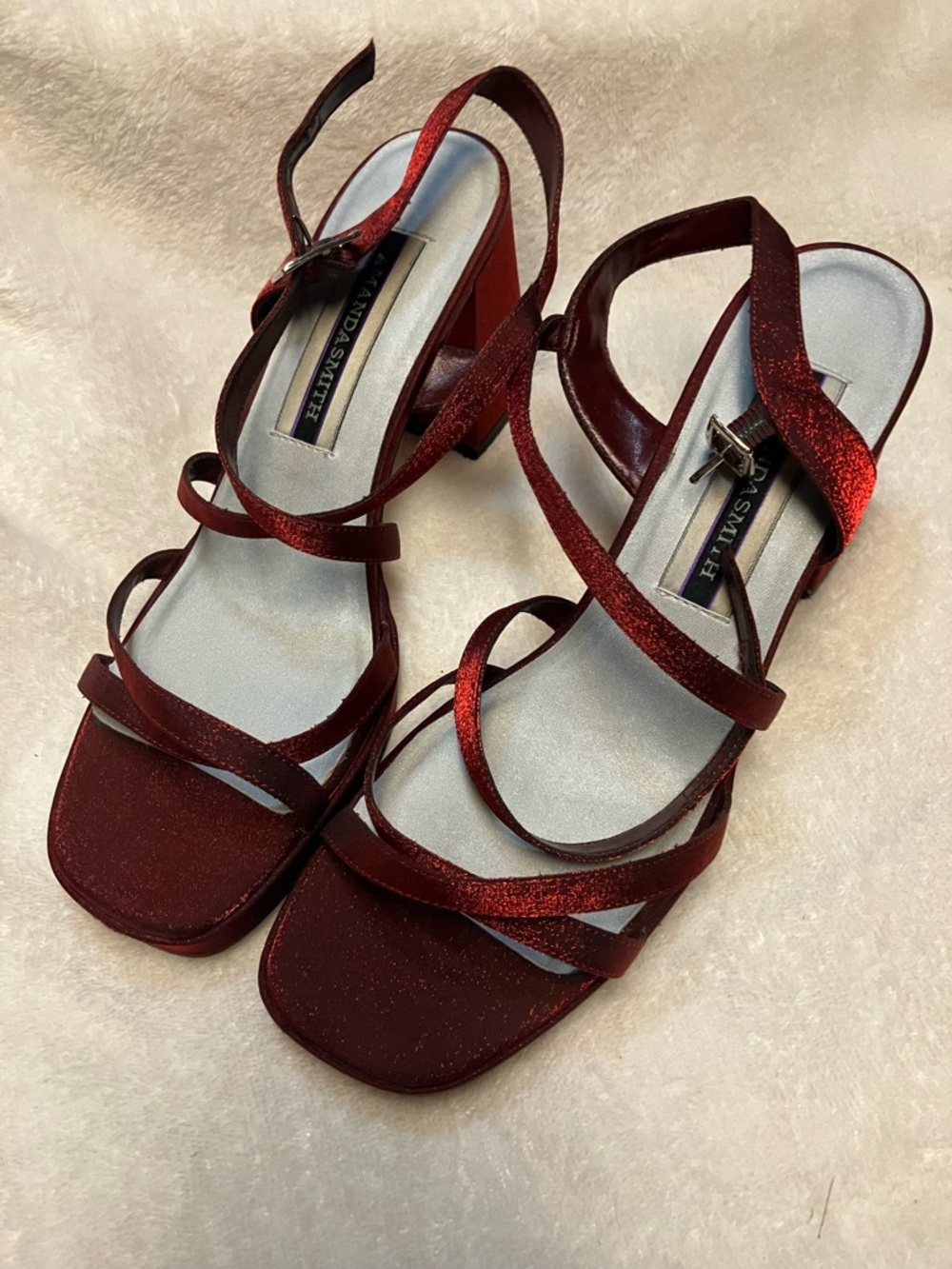 Y2K vintage strappy satin heels